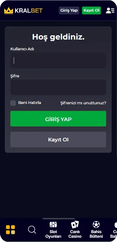 Kralbet APK İndir Ekran Görüntüleri giriş